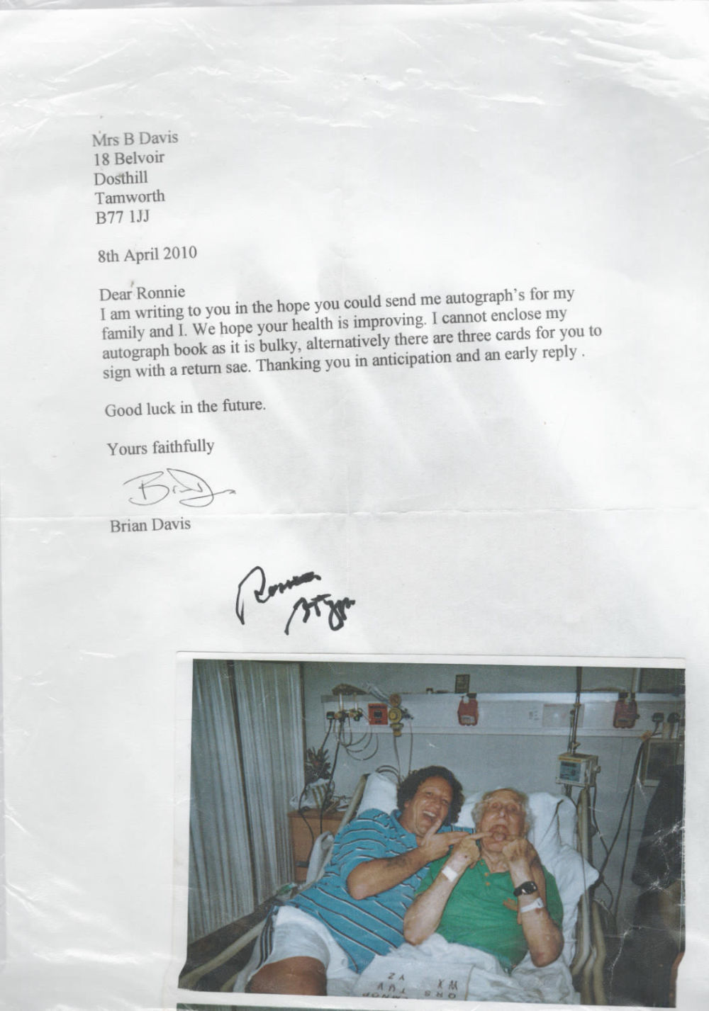 Lot 134: Ronnie Biggs signed TLS dated 8th April 1970...