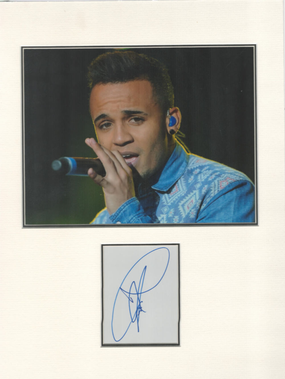 Lot 144: Aston Merrygold (JLS) signature piece in autograph presentation....
