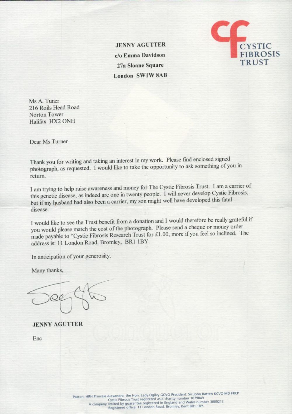 Lot 169: TV and Film. Jenny Agutter Signed Typed Letter...
