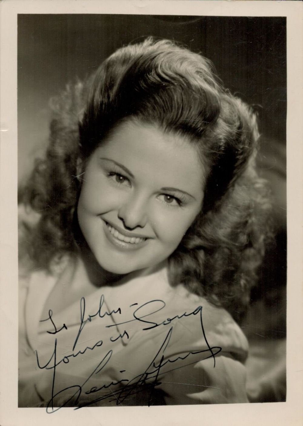 Lot 199: Music. Deanna Durbin Signed 7 x 5 inch...
