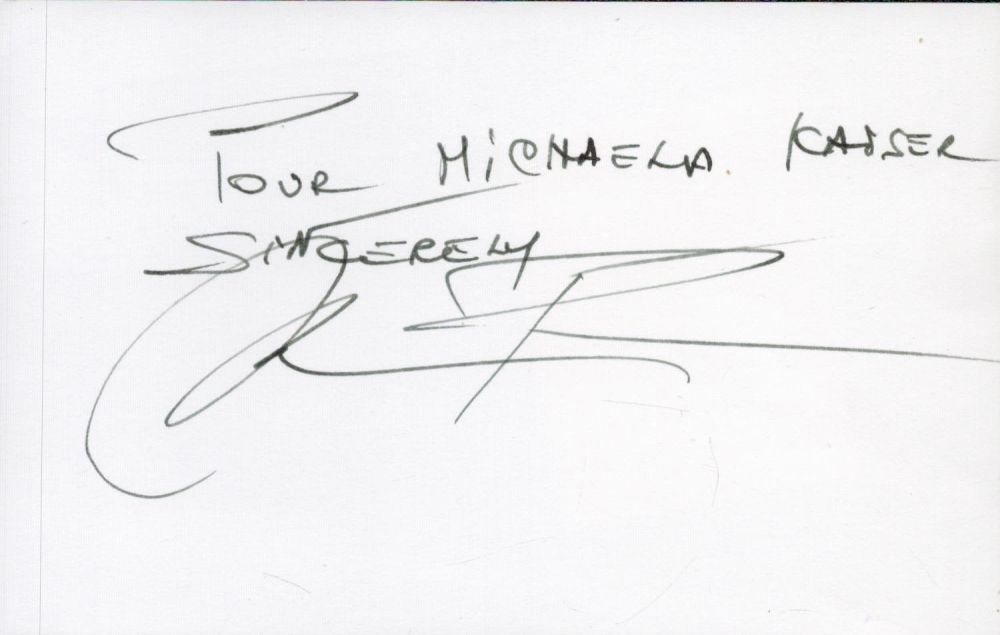 Lot 208: Michaela Kasser signed 5x3inch white card. Good condition....