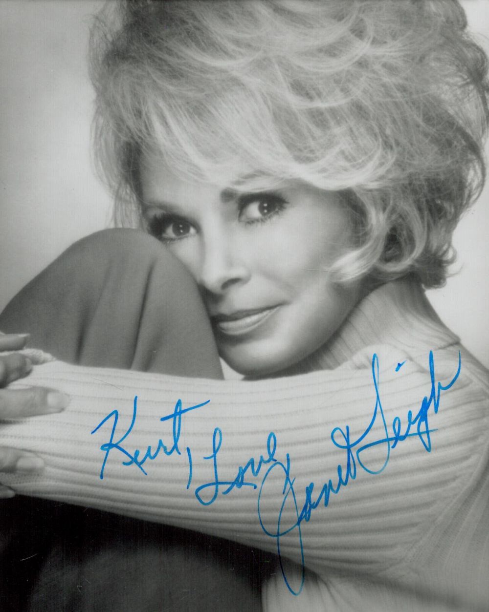 Lot 220: Janet Leigh signed 4x4inch black and white photo....