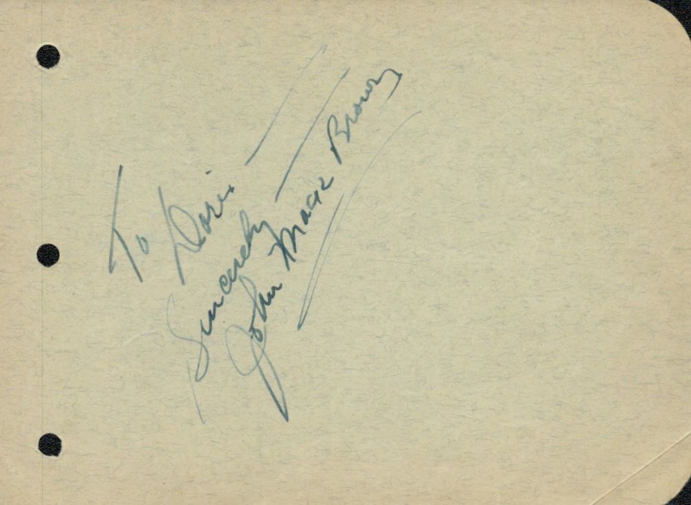 Lot 228: John Mack Brown signed 6x4inch album page. Dedicated....