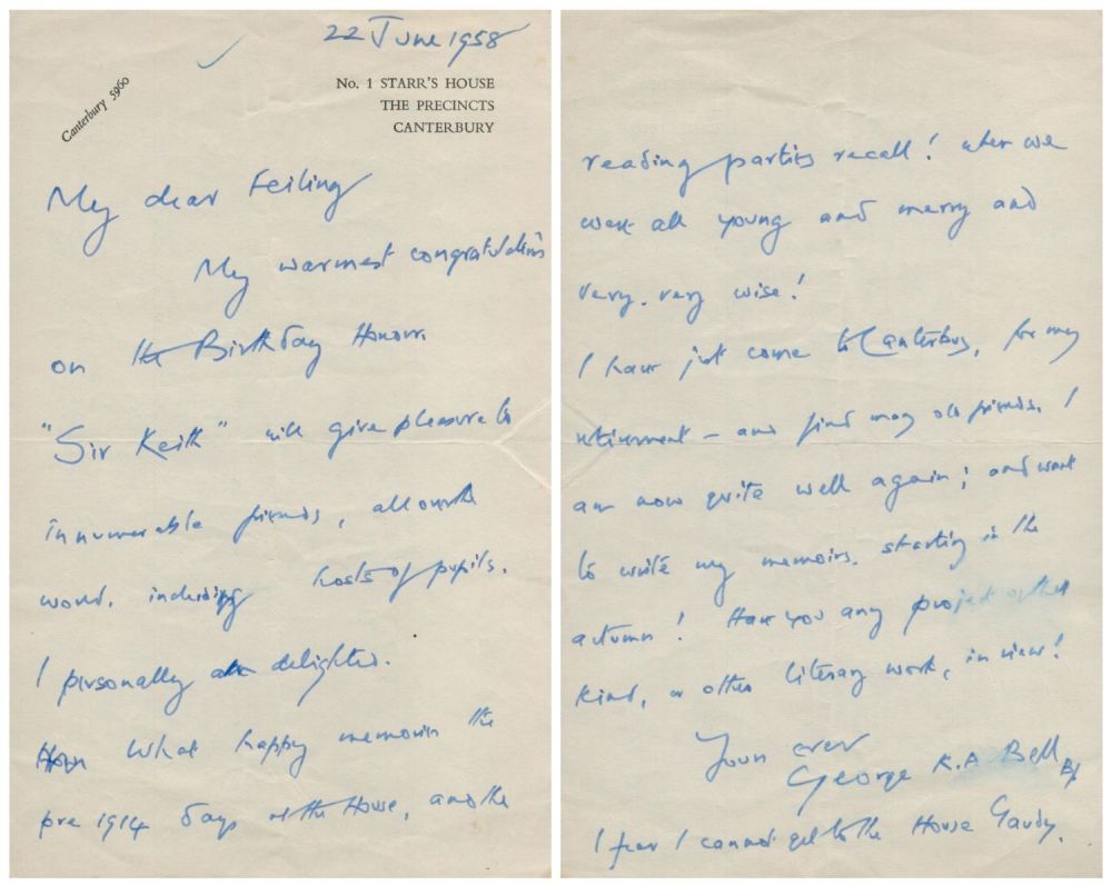 Lot 245: Former Dean of Canterbury George K. A. Bell...