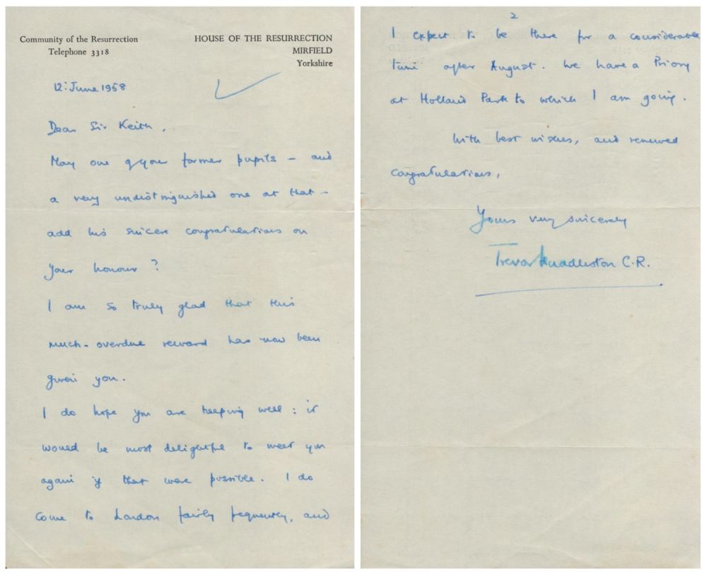 Lot 247: English Anglican Bishop Trevor Huddleston CR ALS Dated...