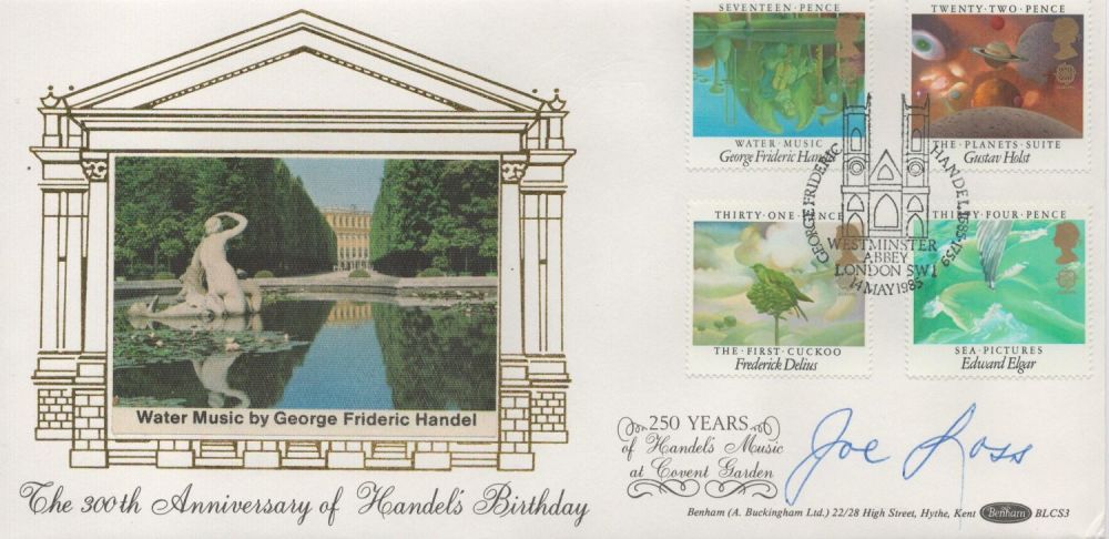 Lot 343: Joe Loss signed Handel's birthday FDC. 14/5/85 London...