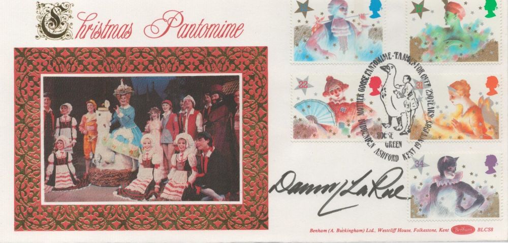 Lot 344: Danny la Rue signed Christmas pantomime FDC. 19/10/85...