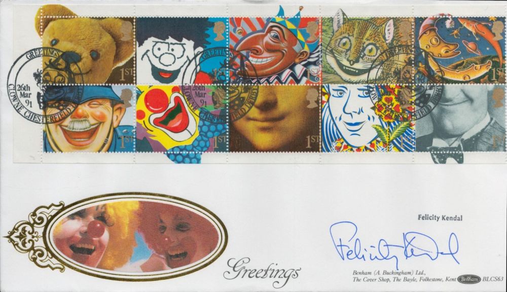 Lot 354: Felicity Kendal signed Greetings FDC. 26/3/91 Clowne postmark....