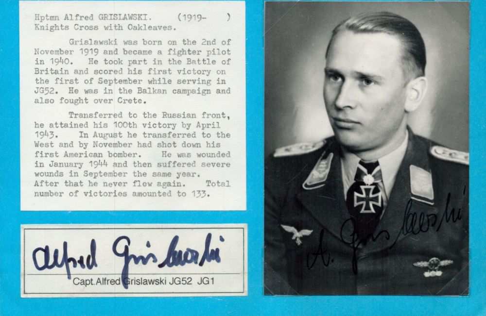 Lot 367: Captain Alfred Grislawski 6x8 overall signature piece includes...