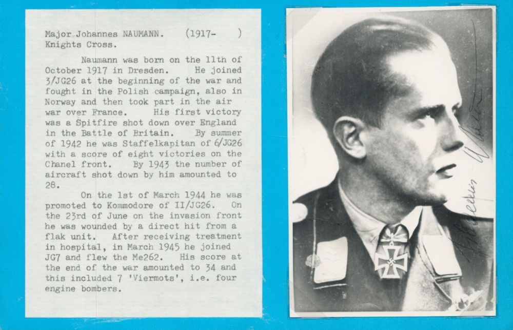 Lot 368: Major Johannes Nauman (1917 2010) signed 6x4 black...