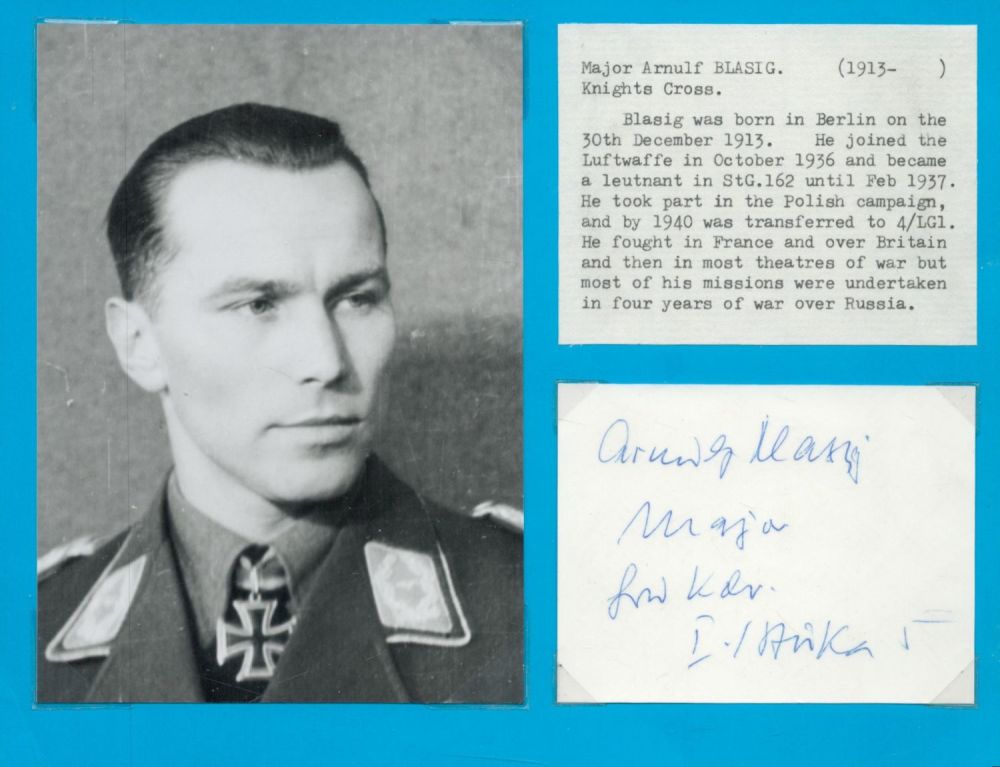 Lot 374: Major Arnulf Blasic (1913 1998) signed 4x3 page...