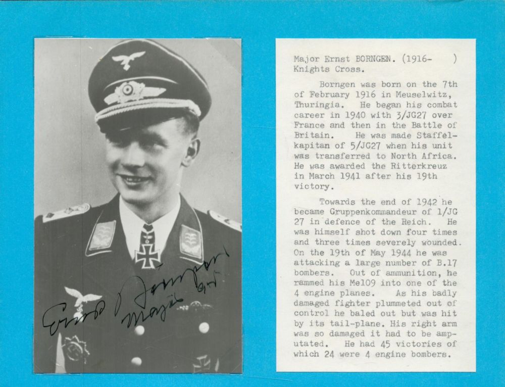 Lot 377: Major Ernst Borgnen (1916 1989) signed 6x4 black...