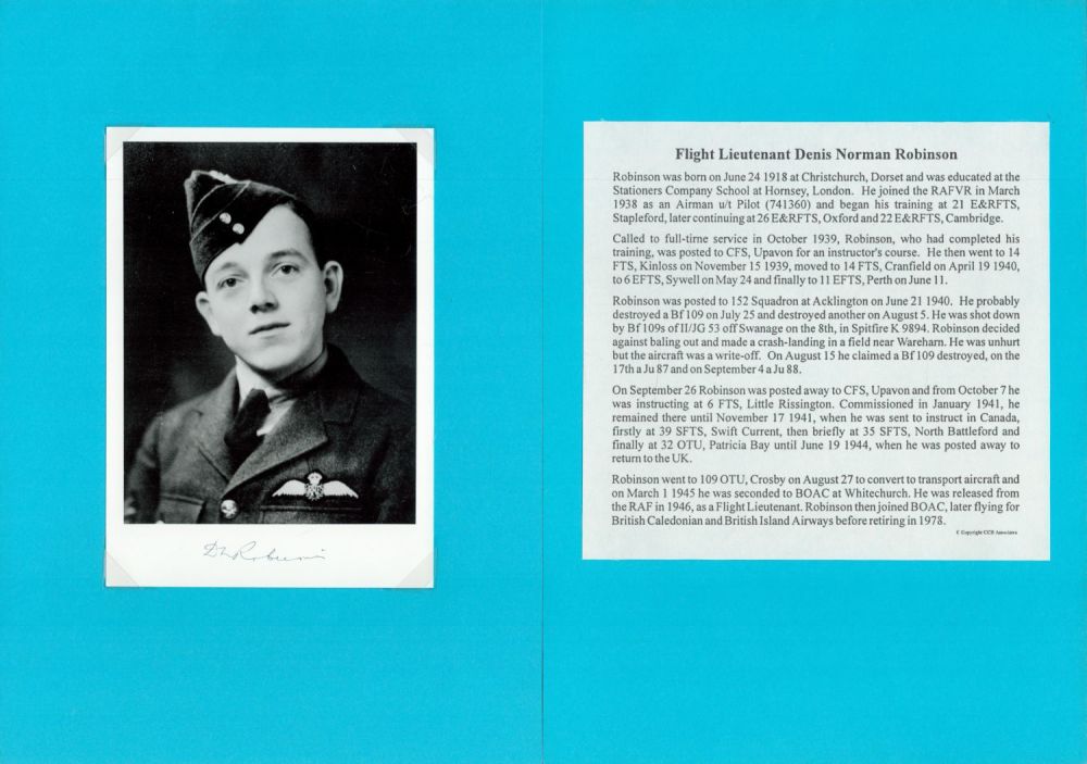 Lot 392: WW2. Flt Lt Denis N Robinson Battle of...