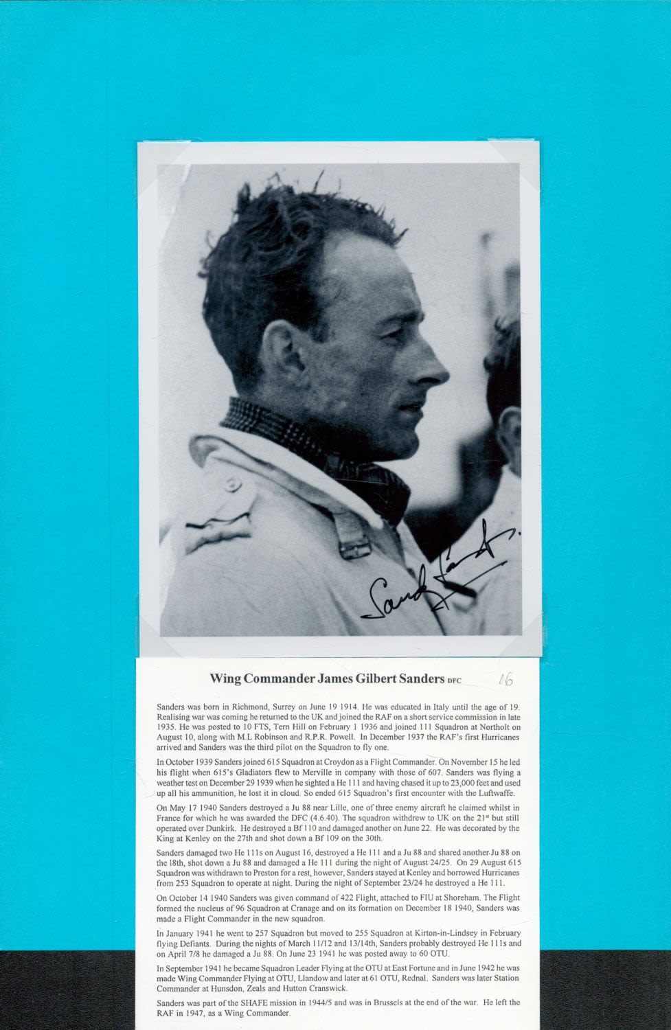 Lot 394: WW2. Wg Cdr James G Sanders DFC Battle...