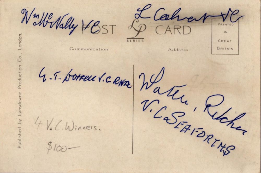 Lot 418: WW1. Four VC Winners Signed Royal Horse Artillery...