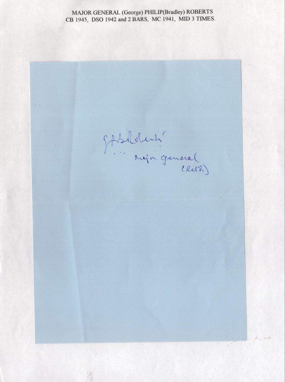 Lot 447: WW2. Major General George PB Roberts CB DSO...