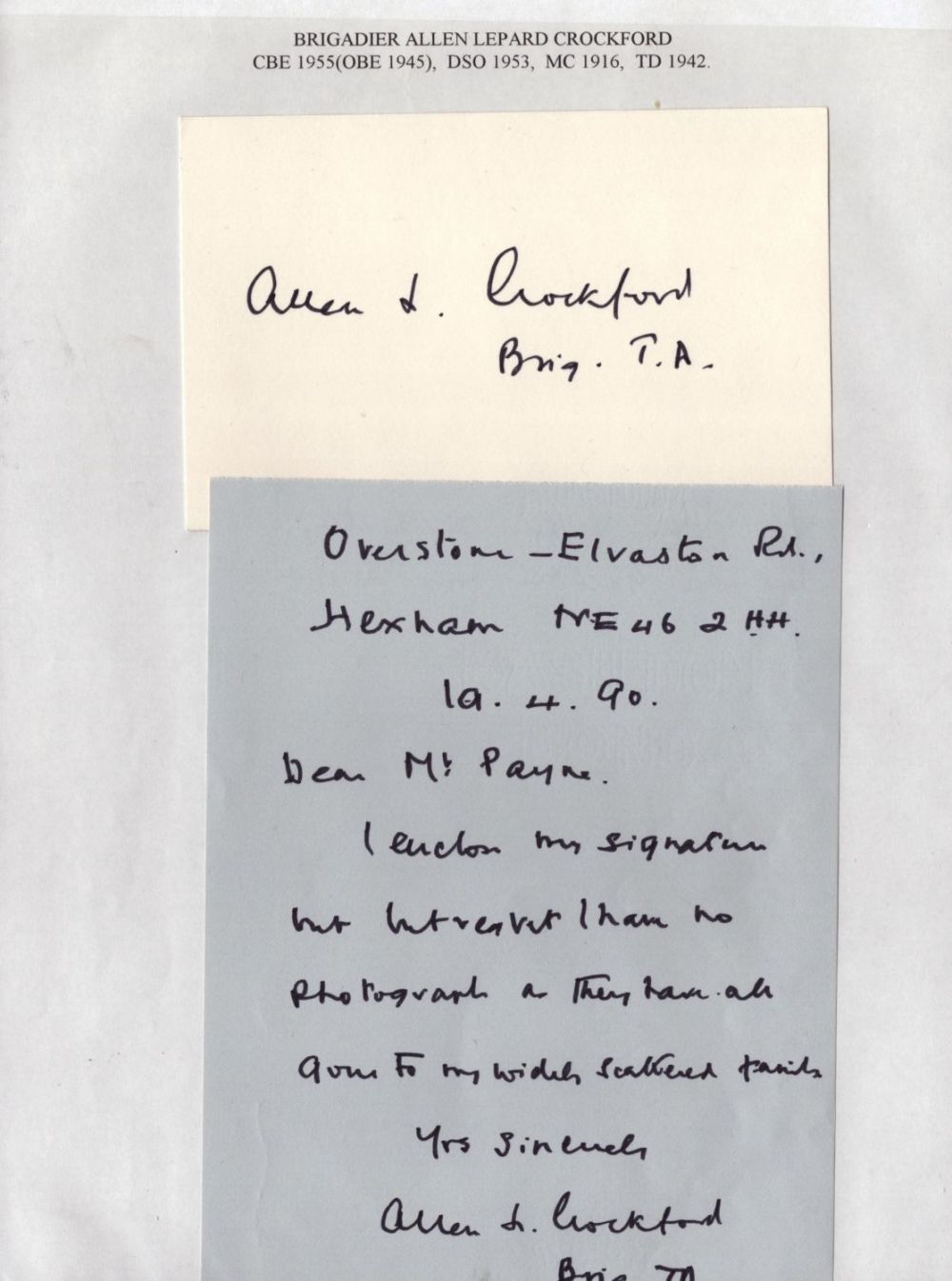 Lot 460: WW2. Brigadier Allen L Crockford CBE OBE DSO...