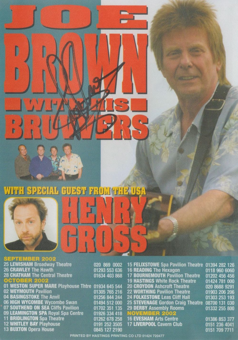Lot 559: Joe Brown signed tour flyer. Good condition. All...