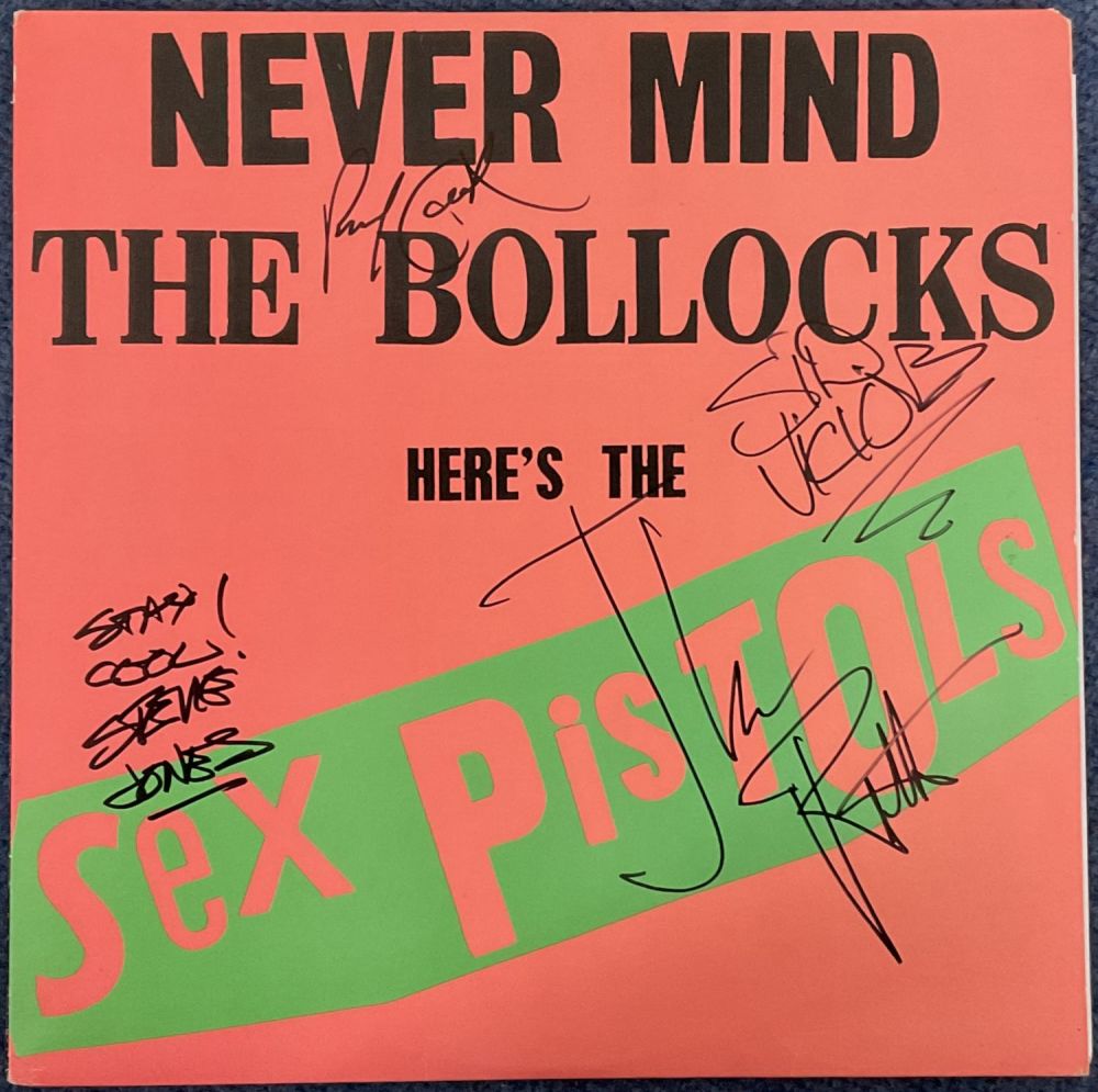 Lot 624: Sex Pistols signed LP Never Mind The Bollocks....