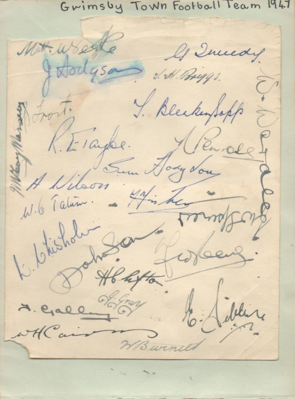 Lot 659: Grimsby Town FC 1947 Team Multi Signed Vintage...