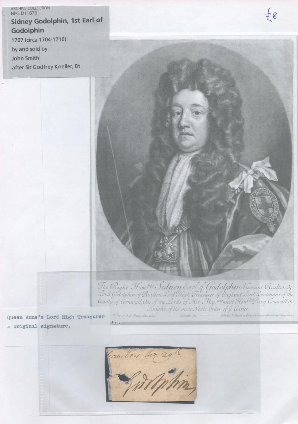 Lot 663: Sidney Godolphin, 1st Earl of Godolphin Former British...
