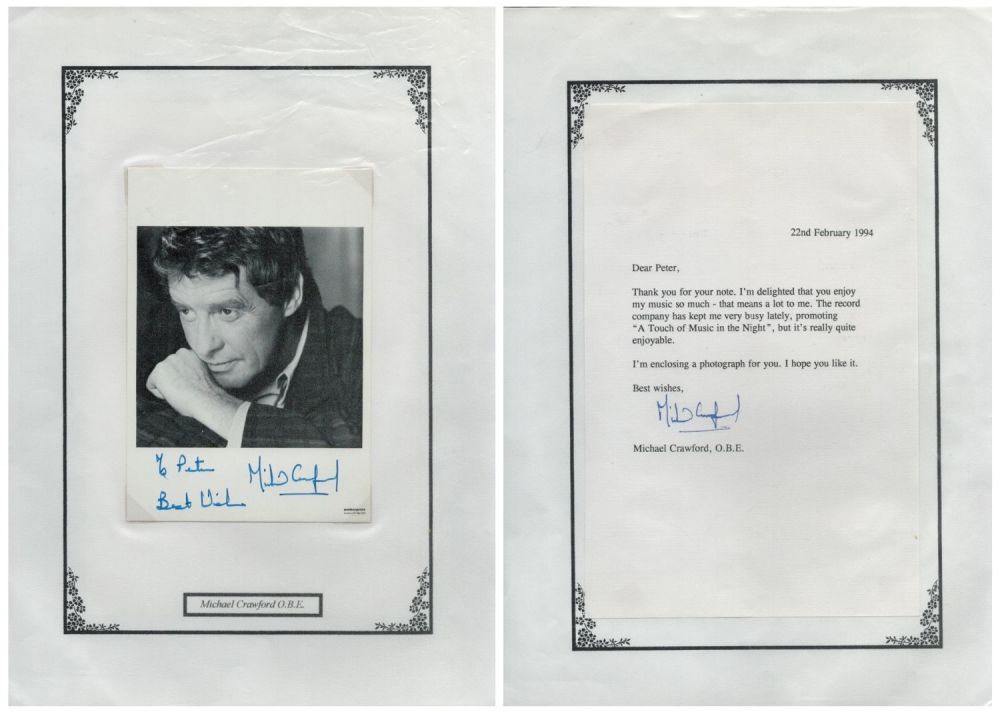 Lot 683: Michael Crawford OBE Signed 6x4 inch Black and...