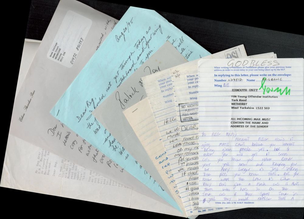 Lot 698: Reggie Kray Collection of Letters. 6 Handwritten Letters,...