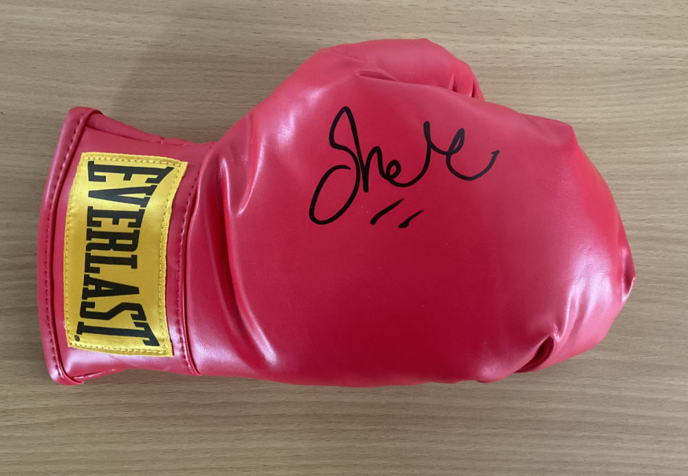 Lot 703: Boxing Lawrence Okolie signed Lonsdale boxing glove. Lawrence...