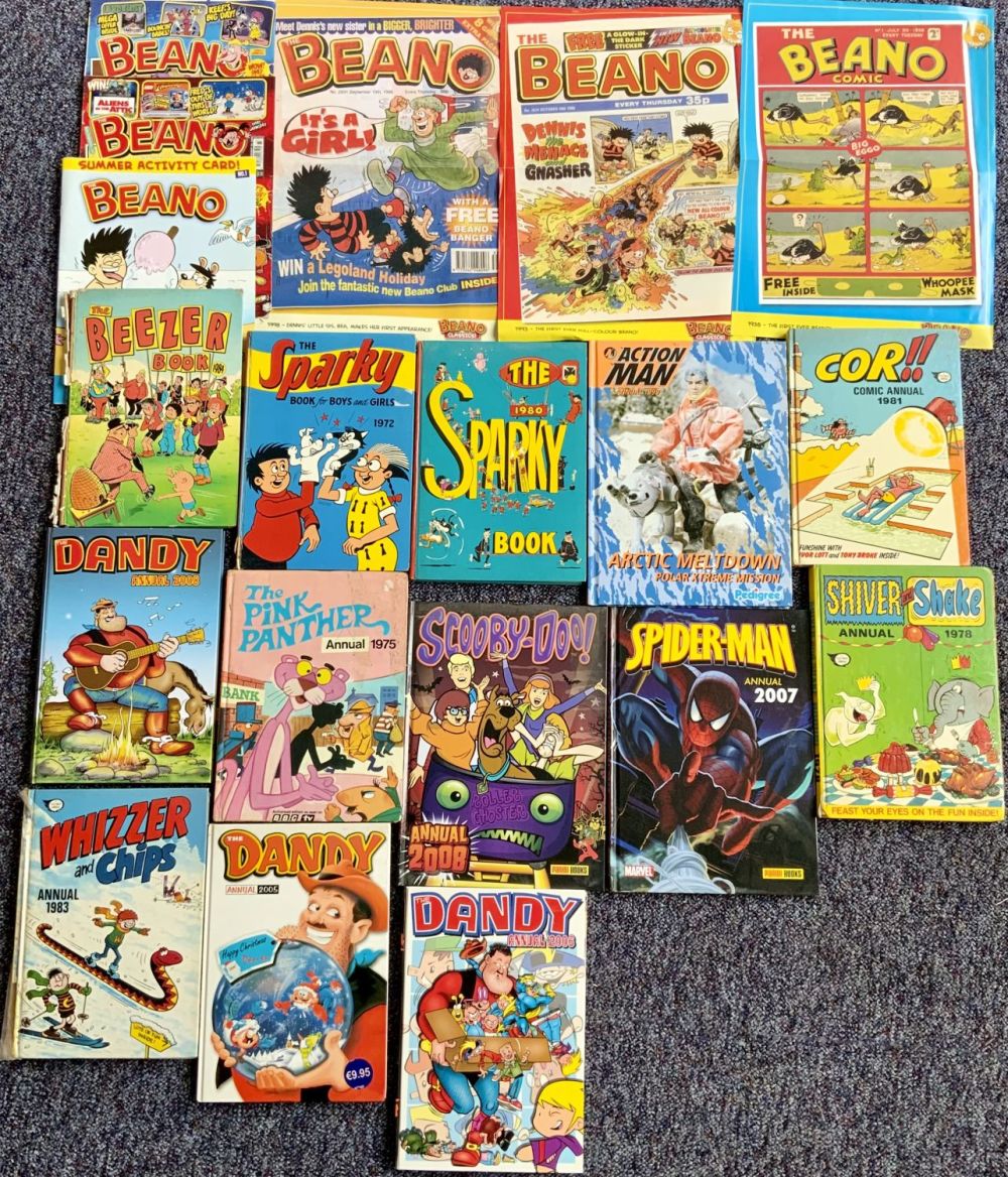 Lot 66: Comic Book Annuals Hardback Books plus Beano Comics...