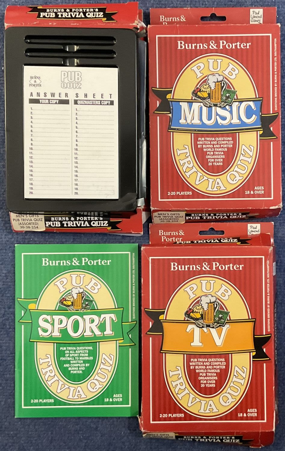 Lot 209: 3 x Pub Trivia Quiz Games Sport, TV...