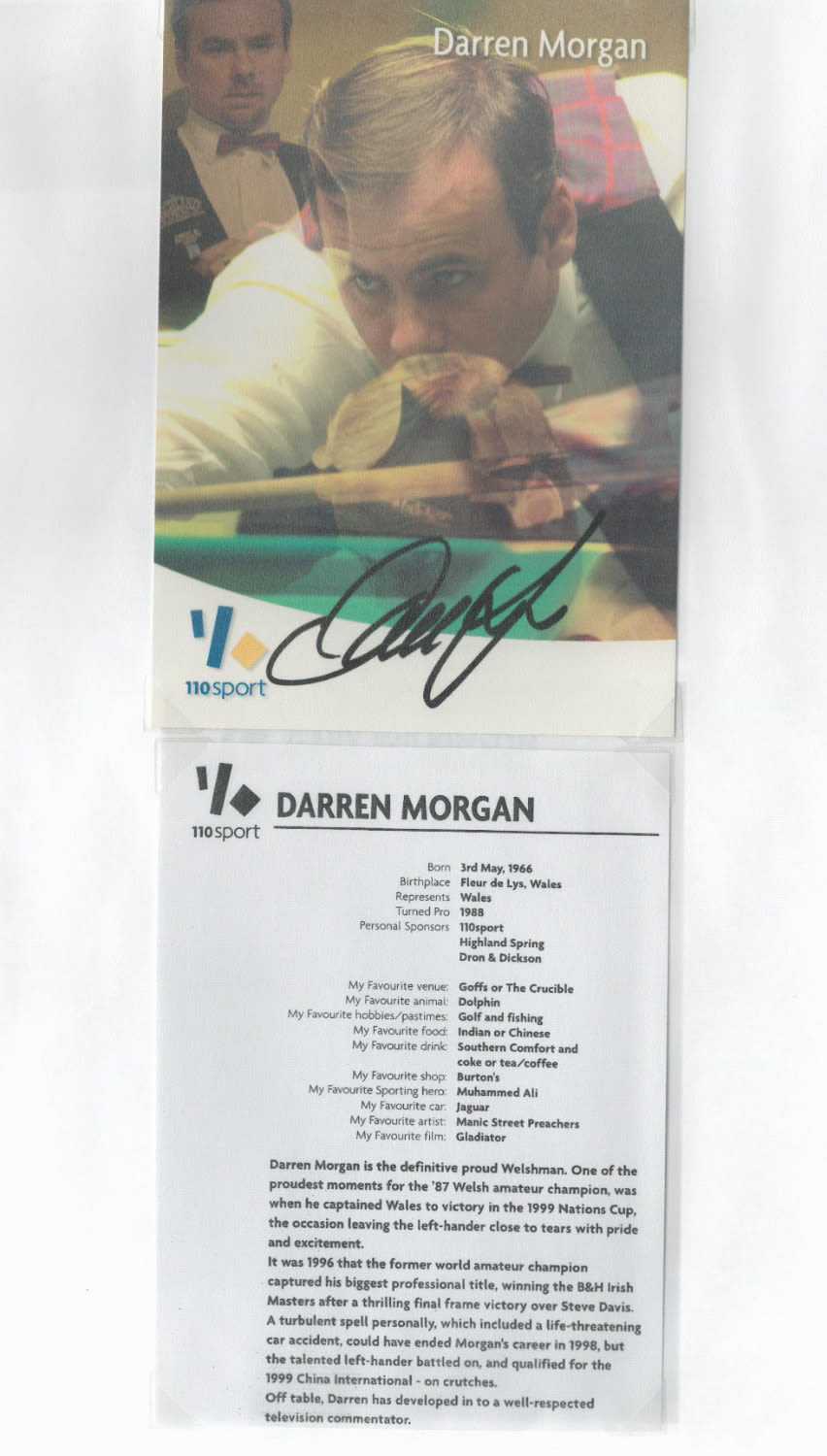 Lot 102: Snooker Darren Morgan signed 6x4 colour promo photo....