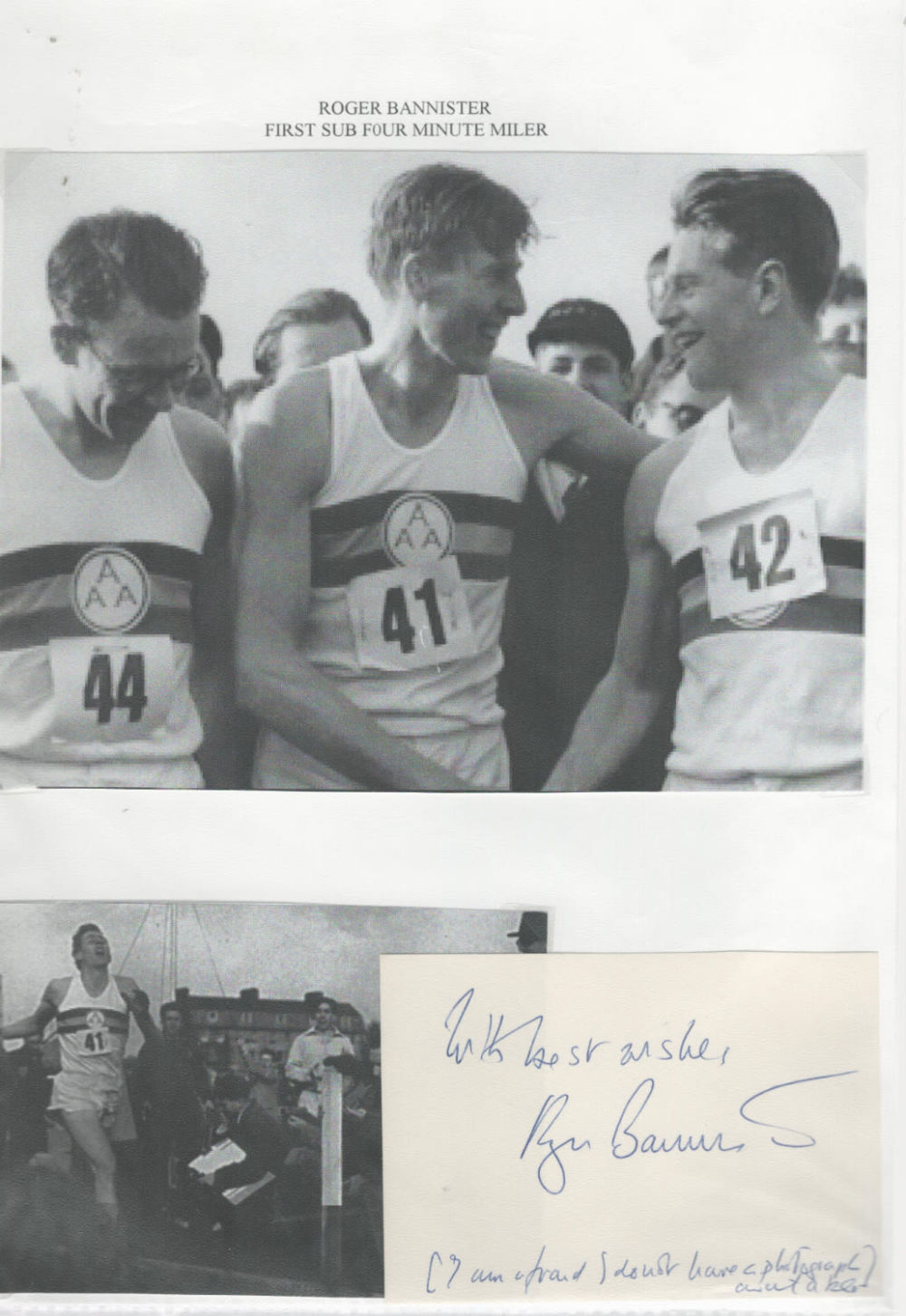 Lot 129: Athletics Sir Roger Bannister signed album page and...