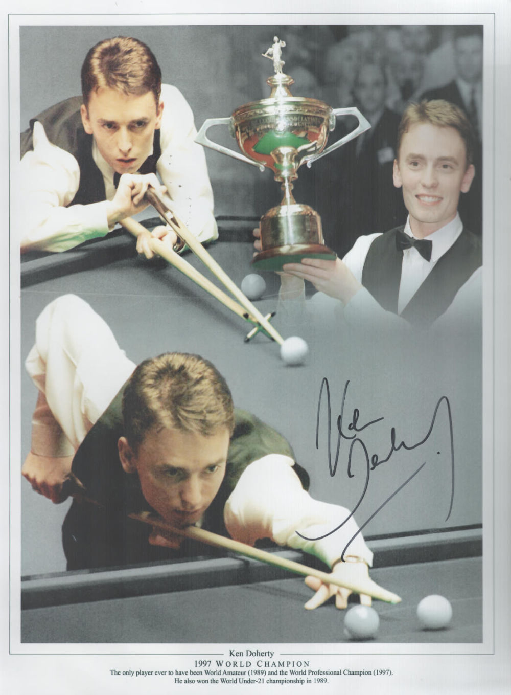 Lot 157: Snooker Ken Doherty signed 16x12 inch 1987 World...