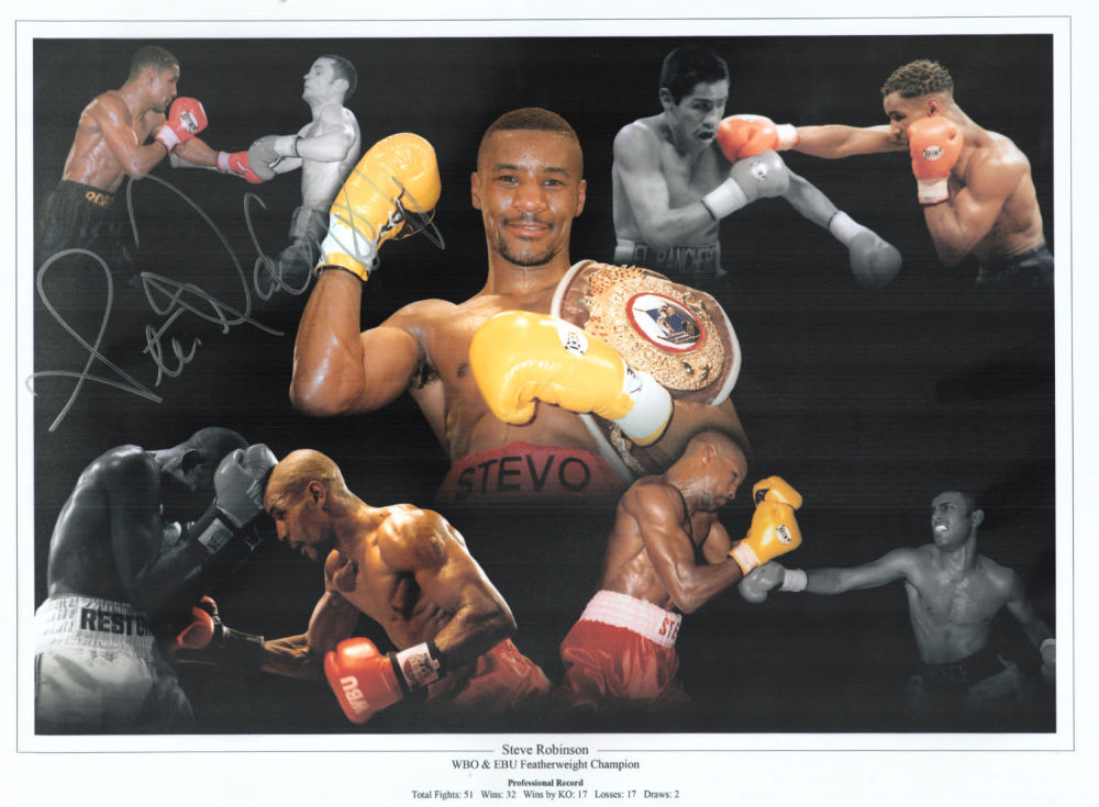 Lot 159: Boxing Steve Robinson signed 16x12 inch WBO and...