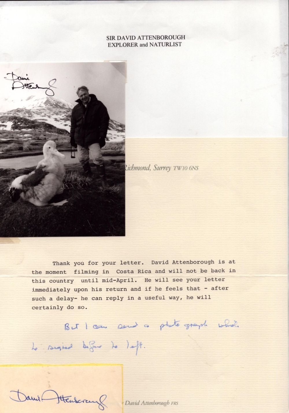 Lot 52: Sir Richard Attenborough signed 6x4 black and white...