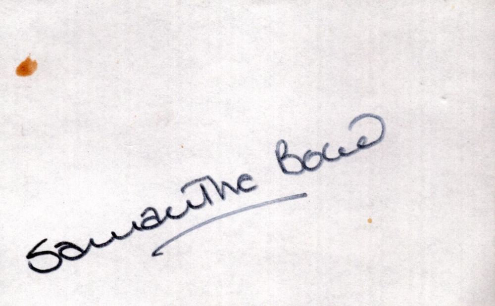 Lot 77: Bond Girl Samantha Bond signed 6x4 inches white...