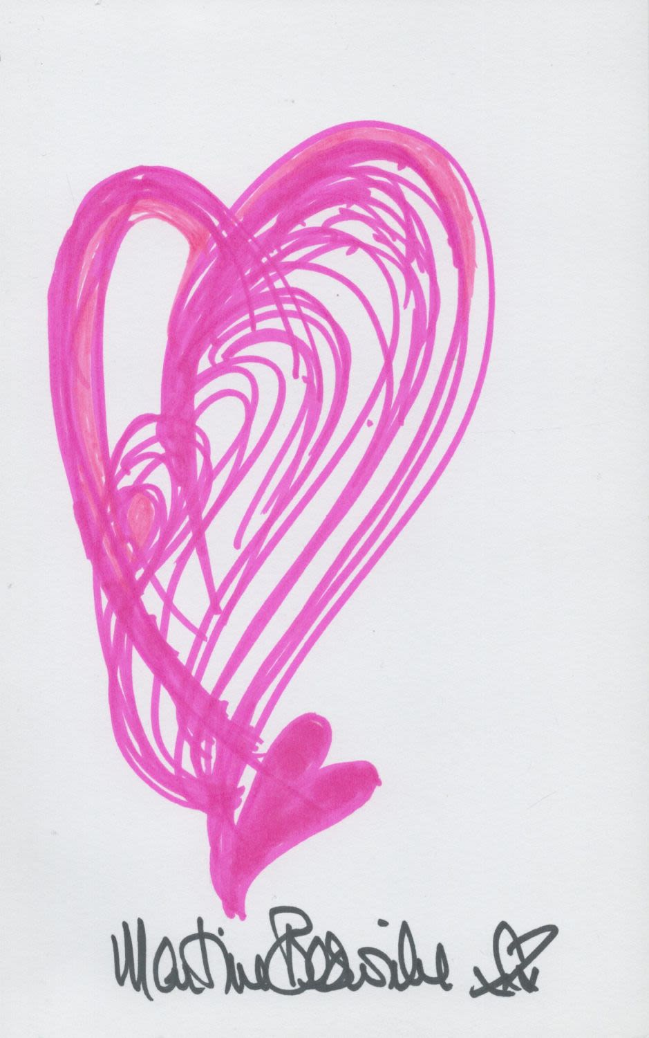 Lot 78: Martine Beswick signed and drawn heart art on...