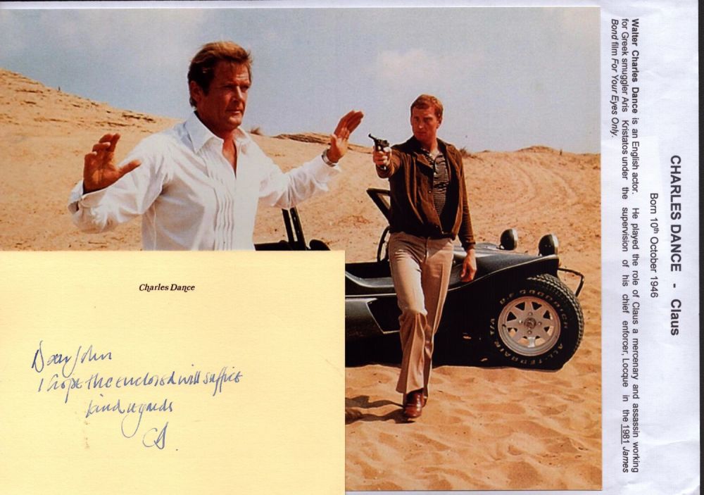 Lot 86: Charles Dance signed 6x4 inches album page and...