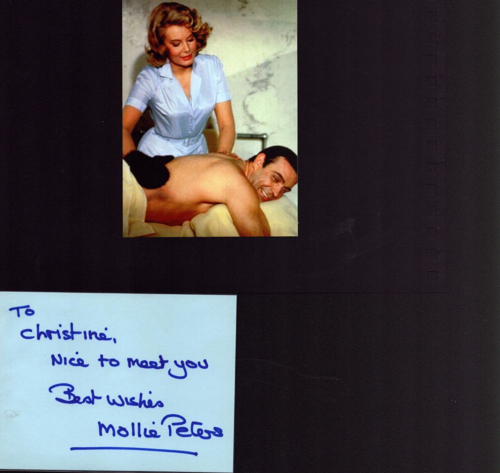 Lot 95: James Bond. Mollie Peters Signed Signature Card. Dedicated....