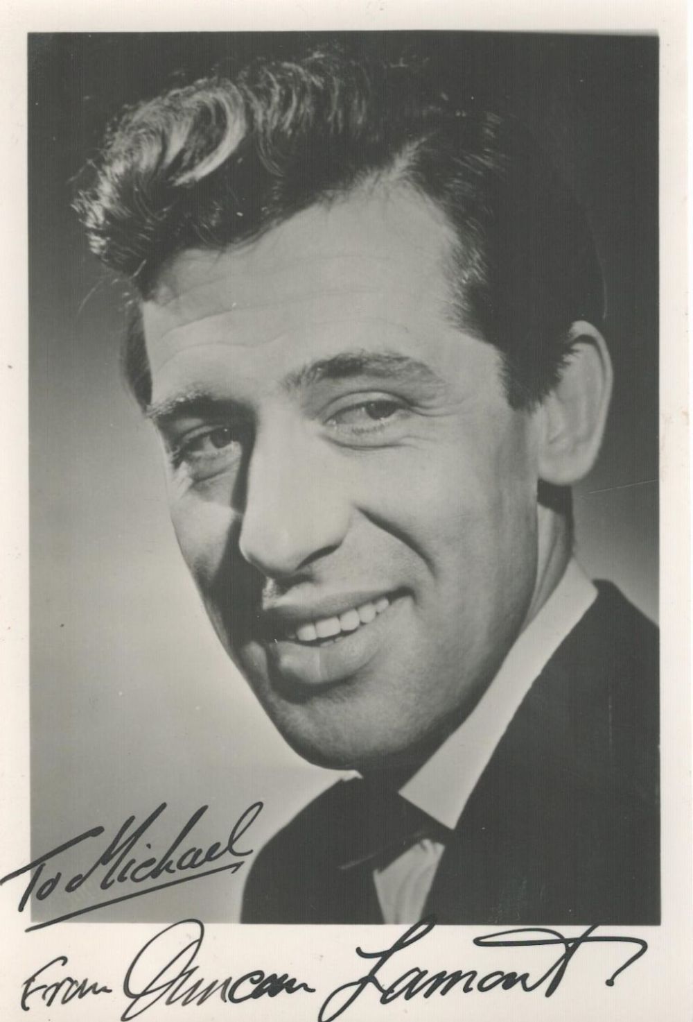 Lot 110: Duncan Lamont, a signed 5x3.5 photo. An actor...
