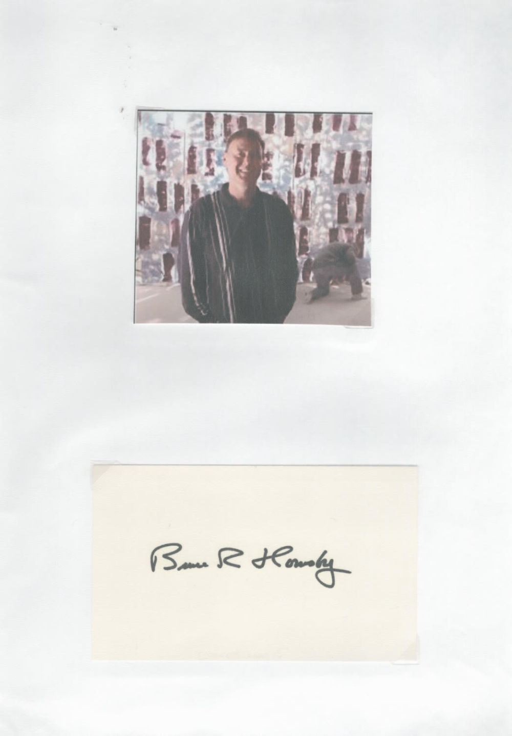 Lot 207: Bruce Hornsby signed 5x3inch white card. Good condition....