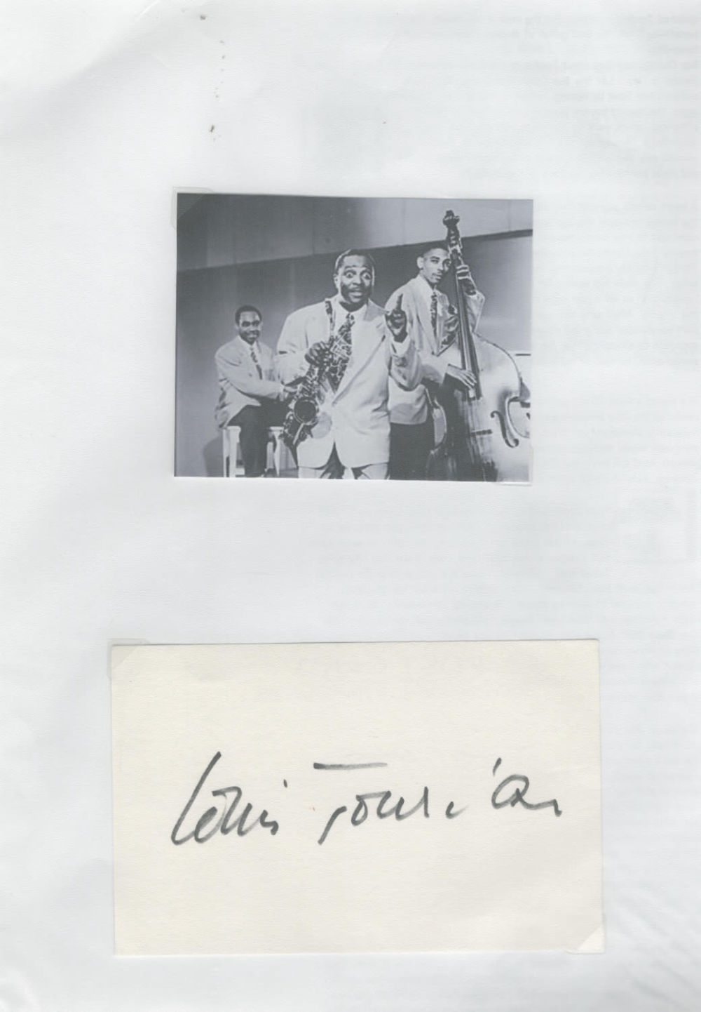 Lot 209: Louis Jordan signed 6x4inch album page. Good condition....