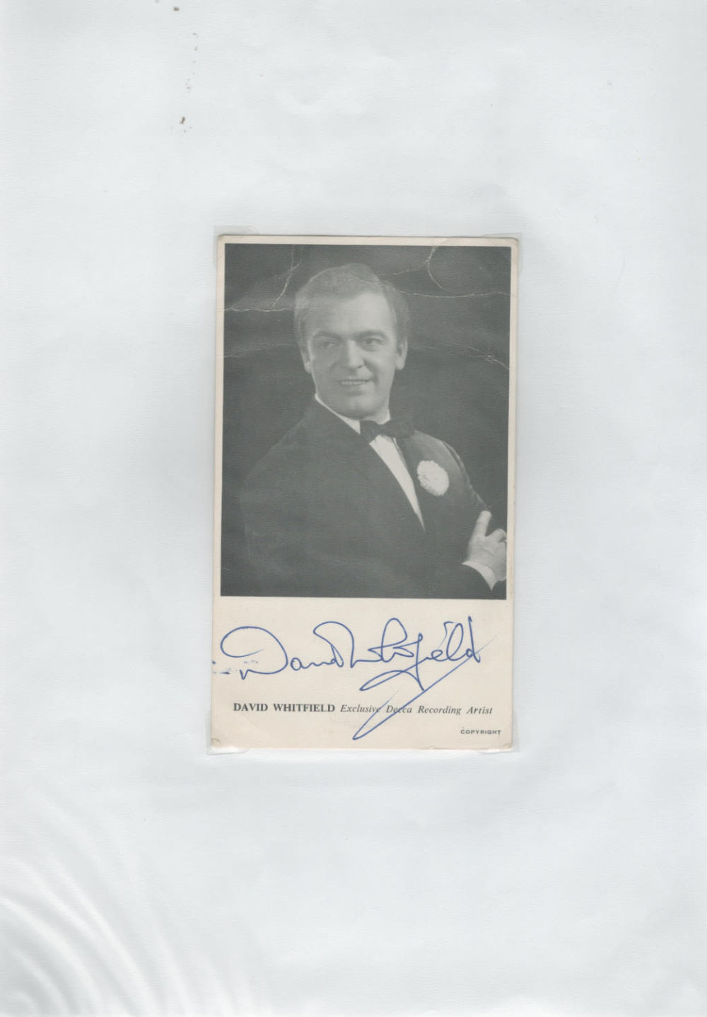 Lot 232: David Whitfield signed 6x4inch black and white photo....