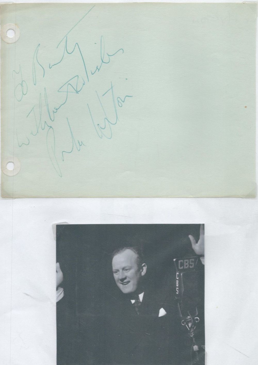 Lot 247: Jack Hylton signed 8x6inch album page. Dedicated. Good...