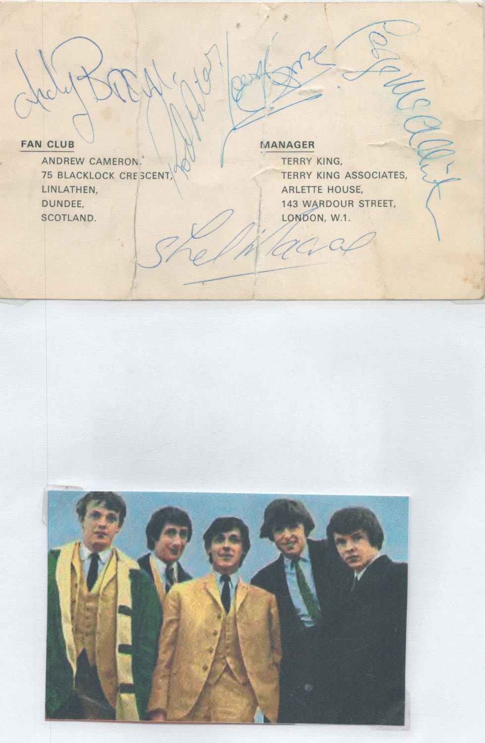 Lot 249: The Fortunes signed 6x4inch signature piece. Good condition....