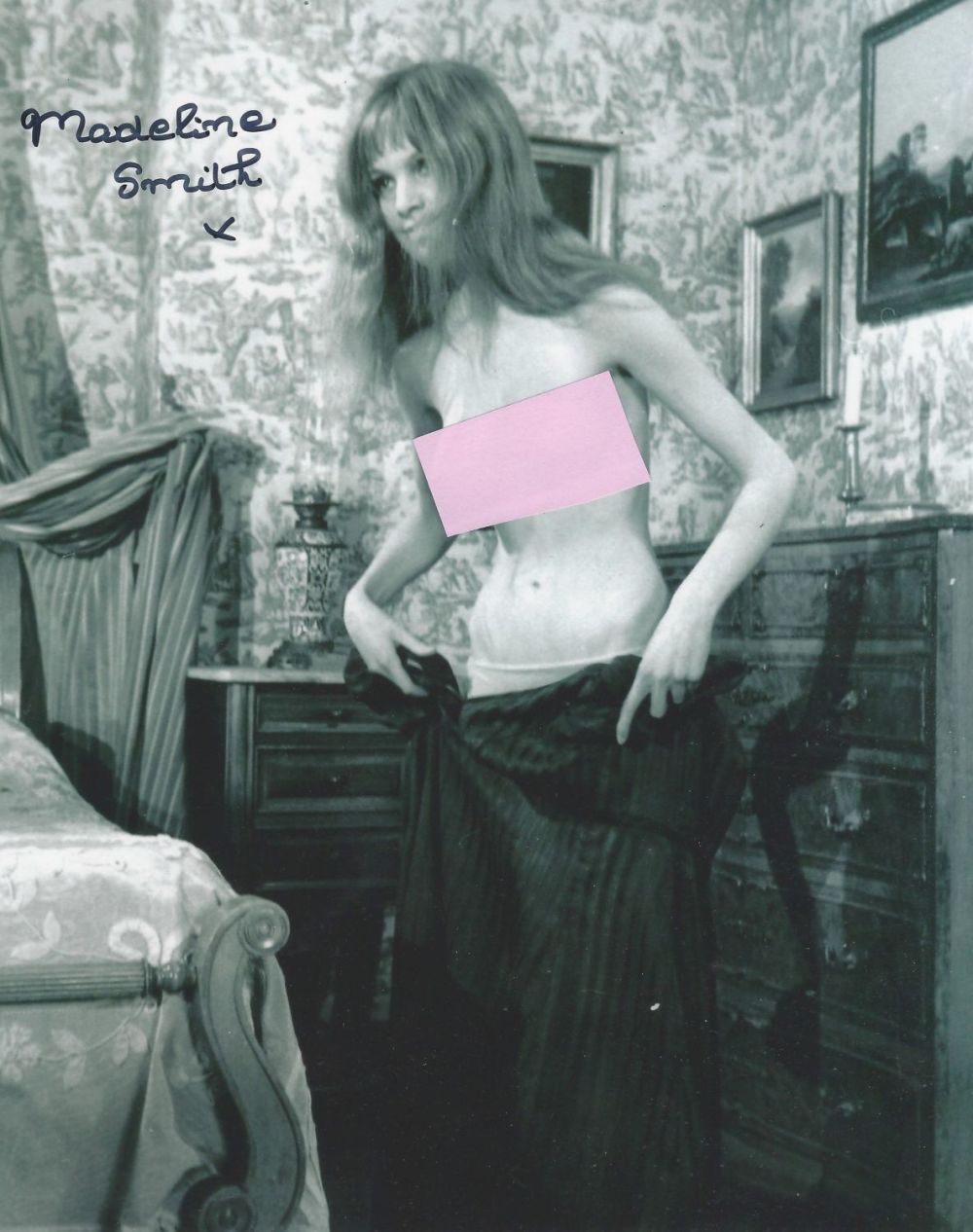 Lot 290: Madeline Smith signed 10x8 black and white photo....