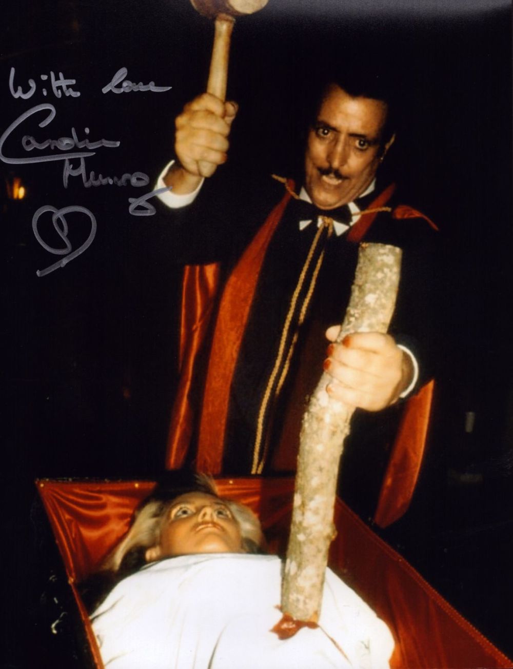 Lot 363: Dracula vampire movie photo signed by Caroline Munro....