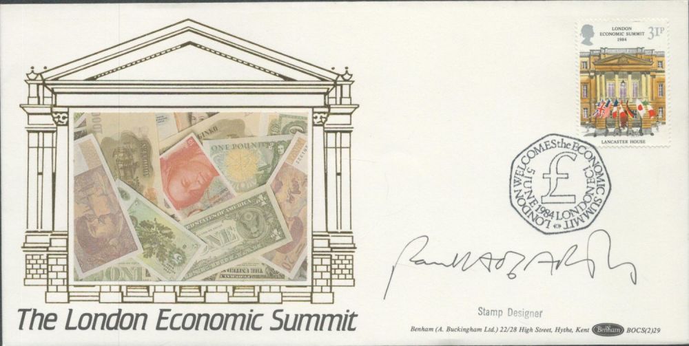 Lot 451: Stamp designer signed Economic Summit FDC. 5/6/1984 London...