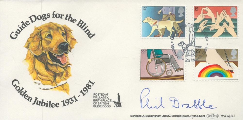 Lot 471: Phil Drabble signed Guide Dogs FDC. 25/3/81 Wallasey...