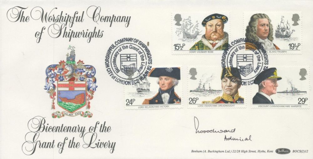 Lot 477: Admiral Woodward signed FDC. Good condition. All autographs...